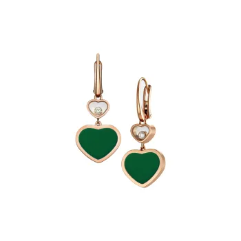 CHOPARD 18K Rose Gold Earrings Women's Green