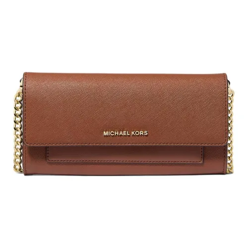MICHAEL KORS Jet Set Leather Shoulder Bag Medium Size Women's Brown