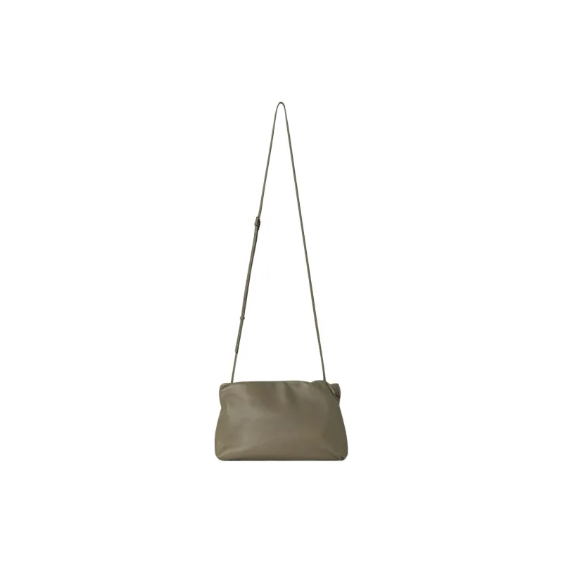 THE ROW Goatskin One Shoulder Clutch Women's Light Gray Green-1