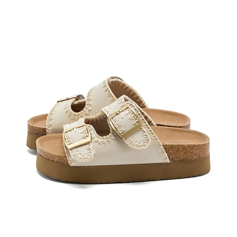 La Chapelle Abrasion Resistant Slide Slippers Women's Beige-2