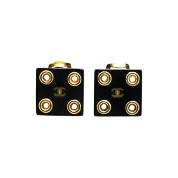 CHANEL 2001 Cc Square Clip on Earrings