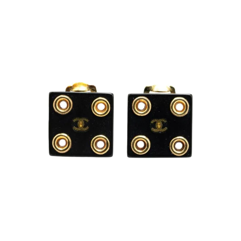 CHANEL 2001 Cc Square Clip on Earrings-0