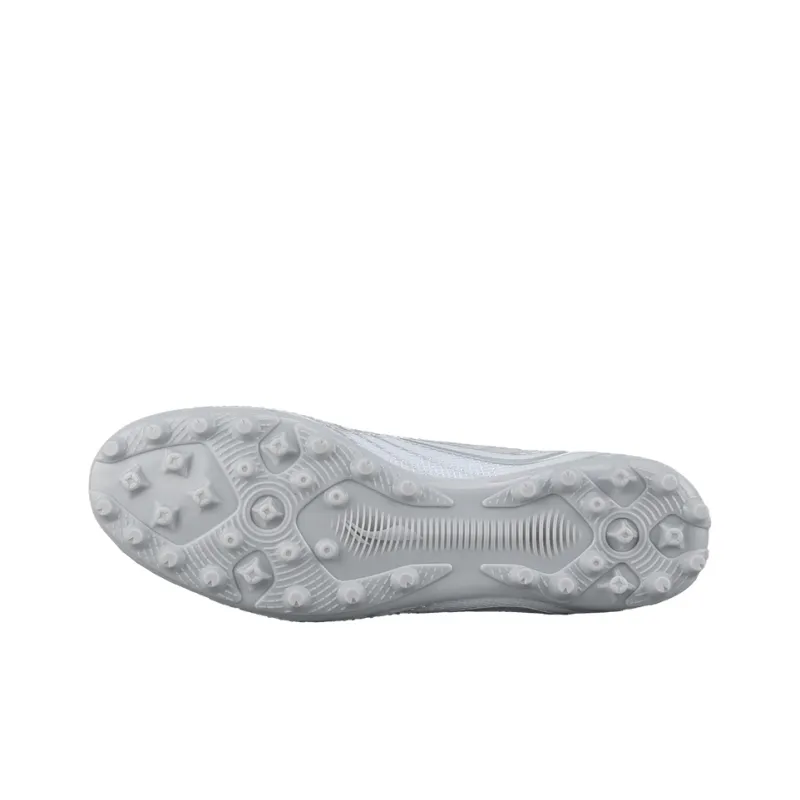 LiNing MG Rubber Short Studs Artificial Ground Anti Slip Wear Resistant Soccer Shoes Men's White Silver-4