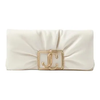 Jimmy Choo Sheepskin One Shoulder Crossbody Clutch Mini Women's Latte Light Gold