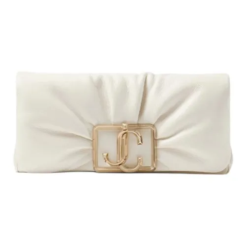 Jimmy Choo Sheepskin One Shoulder Crossbody Clutch Mini Women's Latte Light Gold
