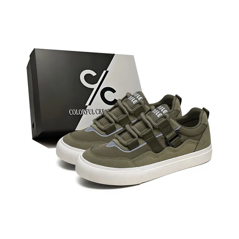 Colorful Creations Skateboard Shoes Men Low Top Black/Green/Camel-5