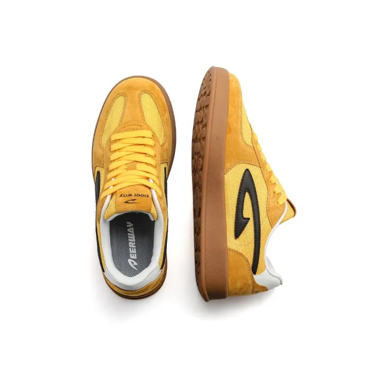 DEERWAY Slip Resistant Shock Absorbers With Abrasion Resistant Properties Low Top Skateboard Shoes Unisex Ginger Yellow-3
