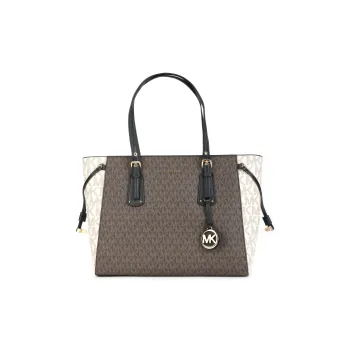 MICHAEL KORS Voyager Canvas Tote Bag Shopping Bag Handbag Women's Brown Vanilla