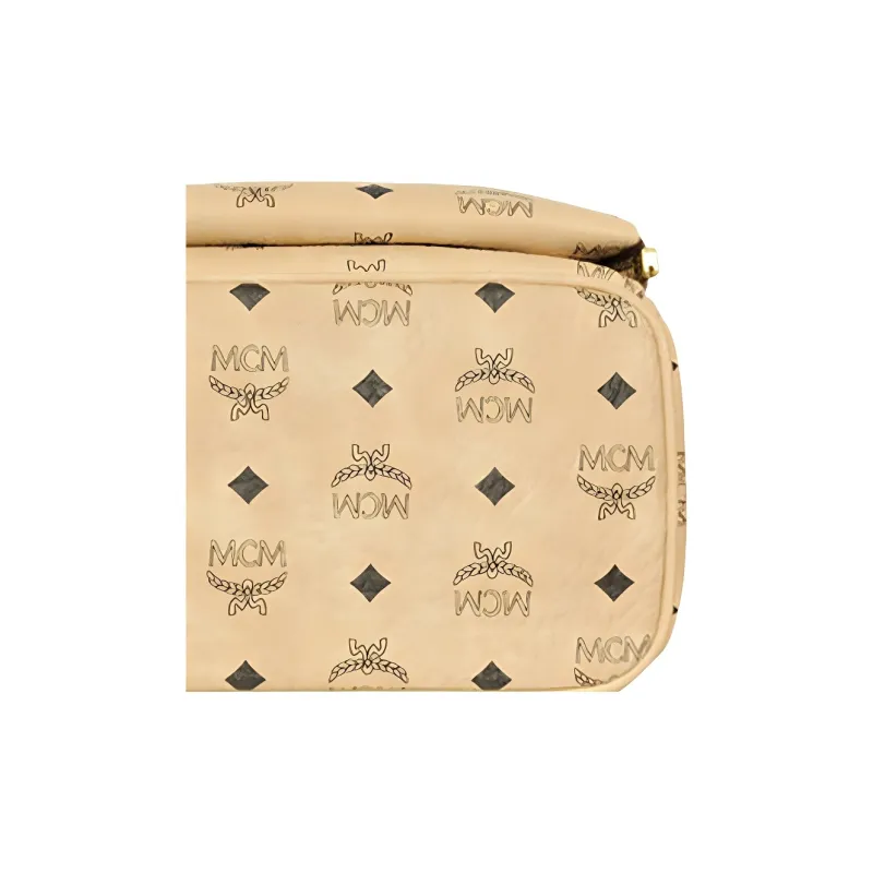 MCM Stark Visetos Leather Backpack Unisex Beige-4