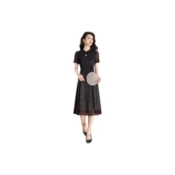 Mylan Summer Short Sleeved Dress Cinched Waist Women's