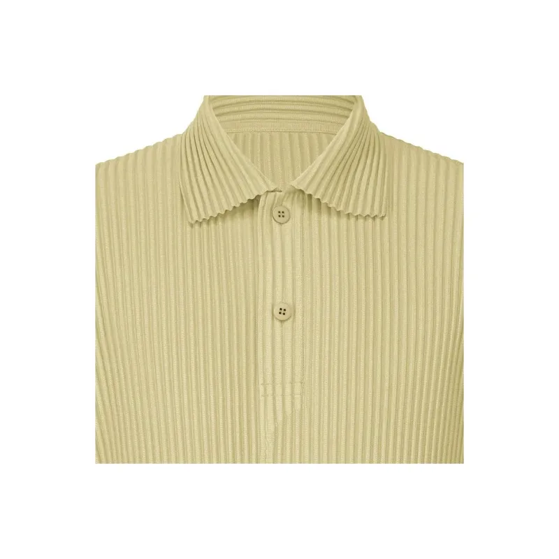 Homme Plissé Issey Miyake Polo Shirt Men's Dry Grass Green-1