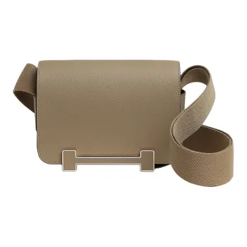 HERMES Geta Evercolor Calfskin Crossbody Bag, Shoulder Bag Women's Marfa Beige