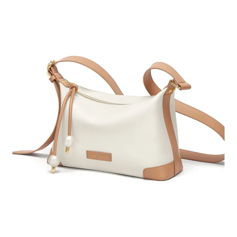 CNOLES Cow Leather Shoulder Bag Women's Apricot Milkshake-1