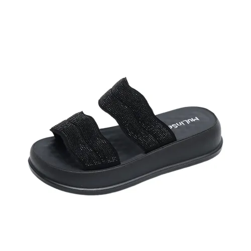 Mulinsen Stitching Rhinestone Abrasion Resistant Slide Slippers Women's