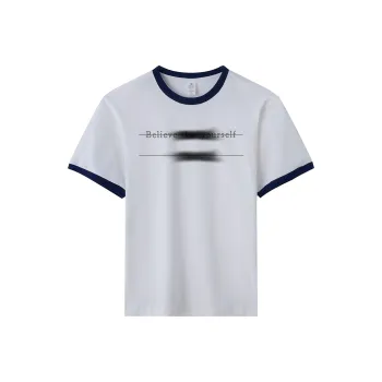 FAIRWHALE T Shirts Women's White & Navy Blue