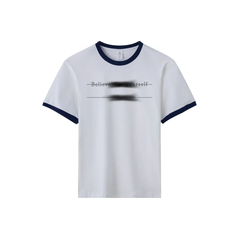 FAIRWHALE T Shirts Women's White & Navy Blue-0