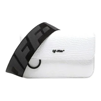 OFF WHITE Leather Shoulder Bag Crossbody Bag Unisex White