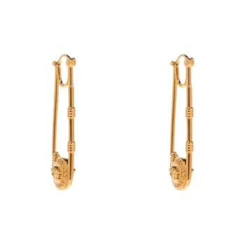 VERSACE Gold Plated Metal Earrings Unisex Gold