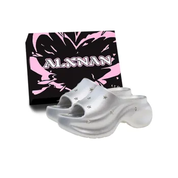 Alxnan Odor Resistant Slide Slippers Women's Silver