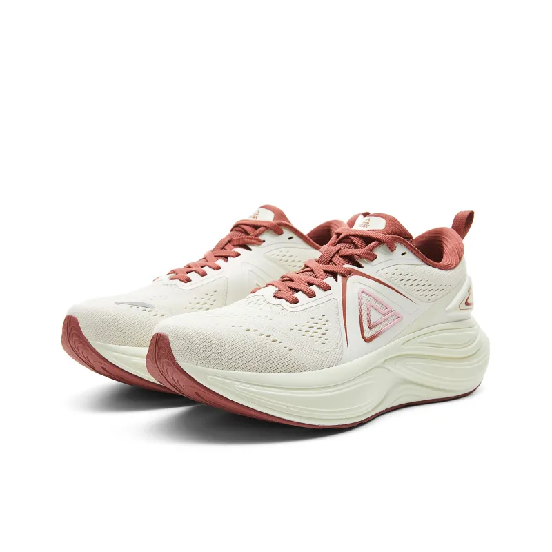 PEAK Cushioning, Slip Resistant, Rebound Low Top Running Shoes Women's Canvas White Dark Red-2