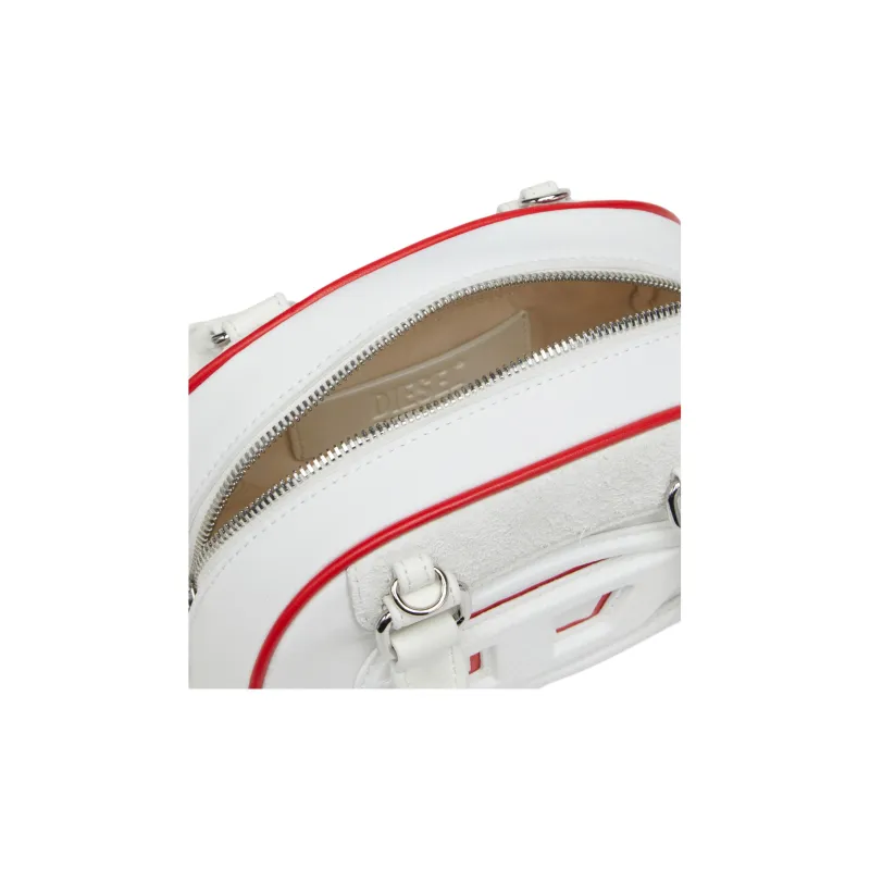 DIESEL Polyester Bowling Bag, Shoulder Bag, Crossbody Bag, Handbag Mini Women's White & Red-4