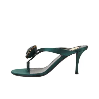 SAINT LAURENT Abrasion Resistant Flip Flops 9cm Women's Green
