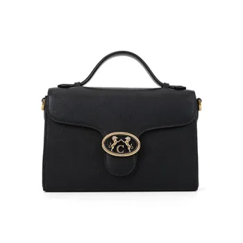 COOGI Cow Leather Shoulder Bag Crossbody Bag Handbag Small Size Women's Black