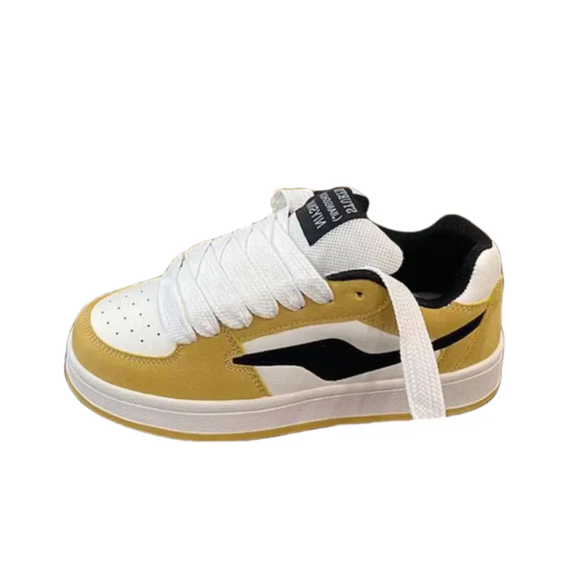 JimiXiong Low Top Skateboard Shoes Women's Black Yellow-0