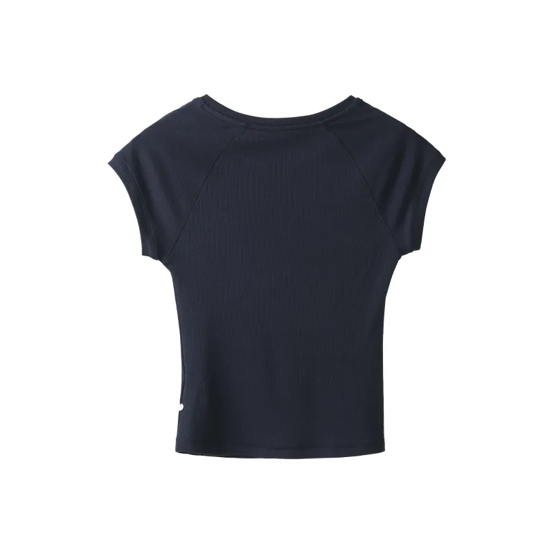 Fstudio Korean Style Solid Color Crew Neck Top Knitted Fabric Short Sleeved T Shirts Women's-5
