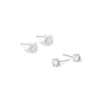 KUMET Sterling Silver Stud Earrings Women's