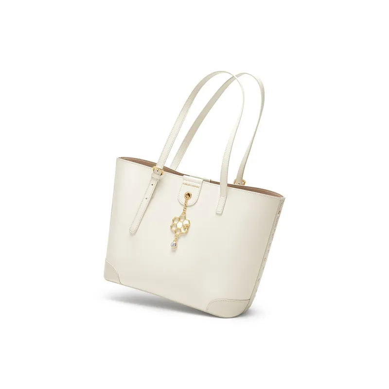 CNOLES Synthetic Leather Large Capacity Tote Bag Shoulder Bag Regular Women's White Honey-1