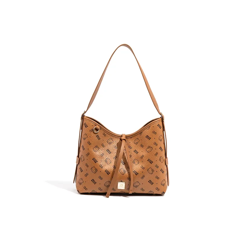 MESUCA &Sanrio Hello Kitty Collaboration Kitty Series PU Shoulder Bag Regular Women's Pink/Brown/Milk Tea-8