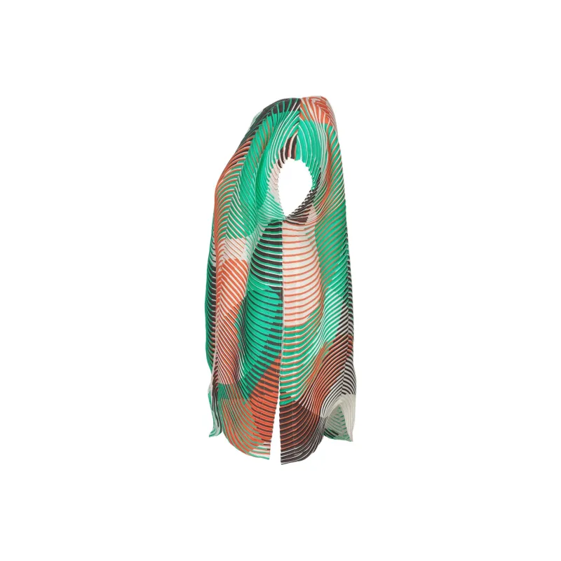 ISSEY MIYAKE SS25 T Shirt Women's Green Orange Color-2
