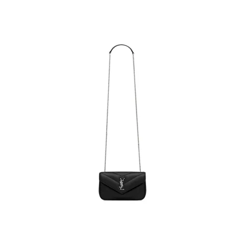 SAINT LAURENT LOULOU Sheepskin Crossbody Bag Mini Women's Black