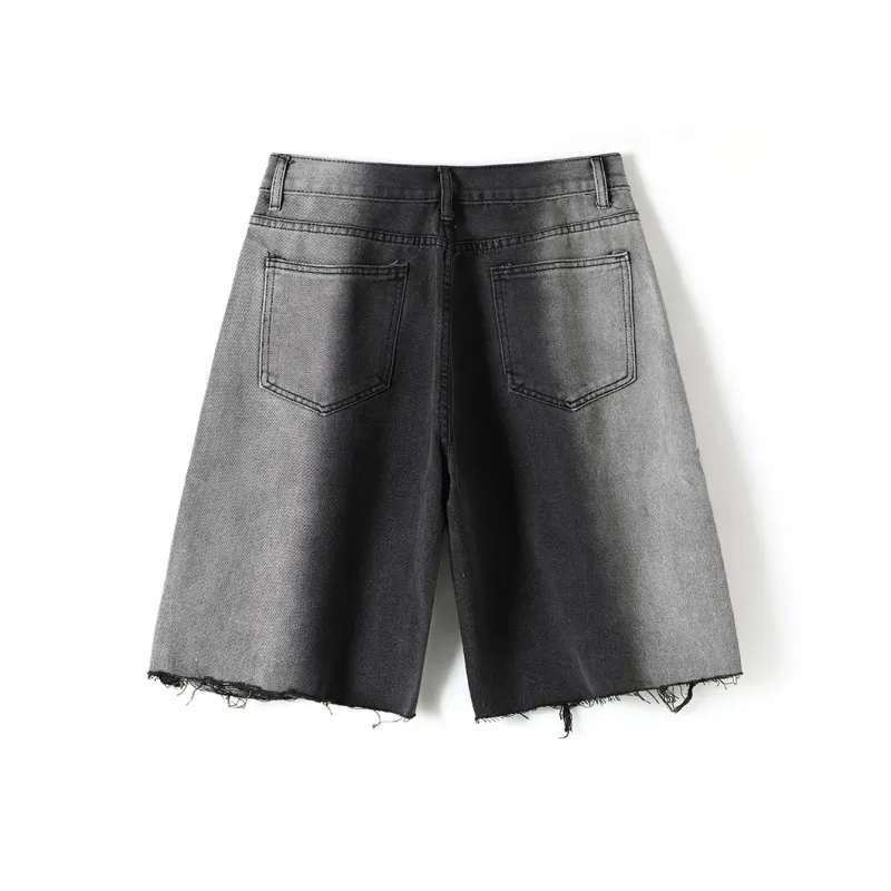 SWAMP AREA Denim Shorts Unisex Black-1