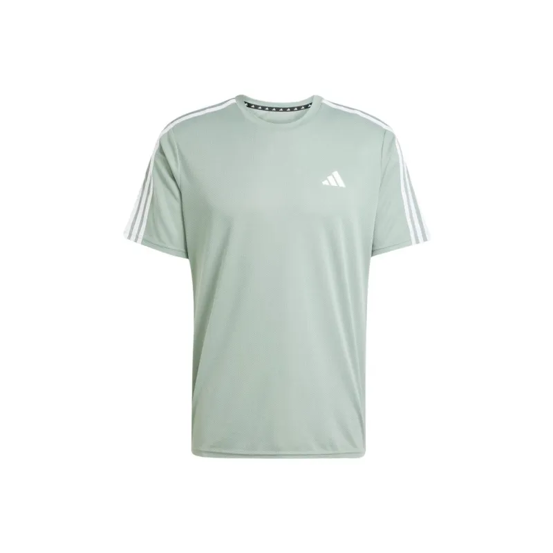 Adidas ESSENTIALS3 Stripes SS25 TRAIN AEROREADY T Shirt Men's Silver Green/White-0