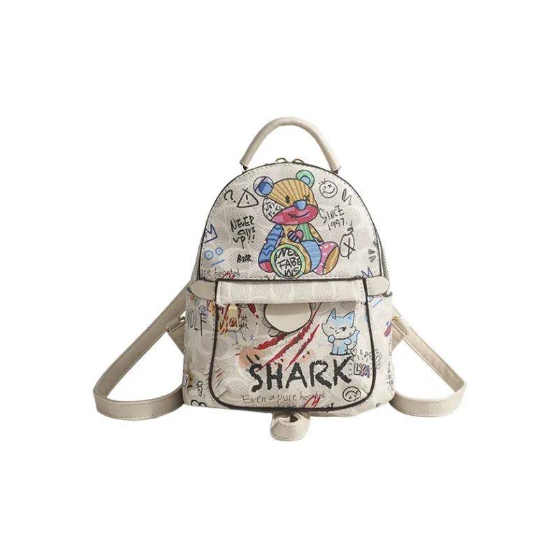 Yalu PU Backpack Women's White Bear-0