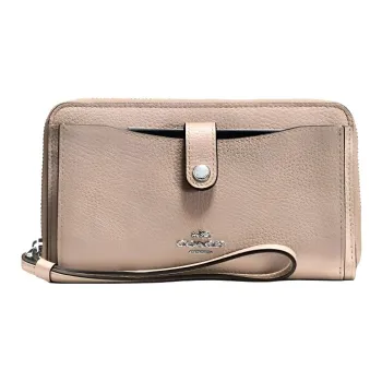 COACH Soft Leather Clutch Wallet, Cell Phone Pouch, Wallet 18 Women's Nude