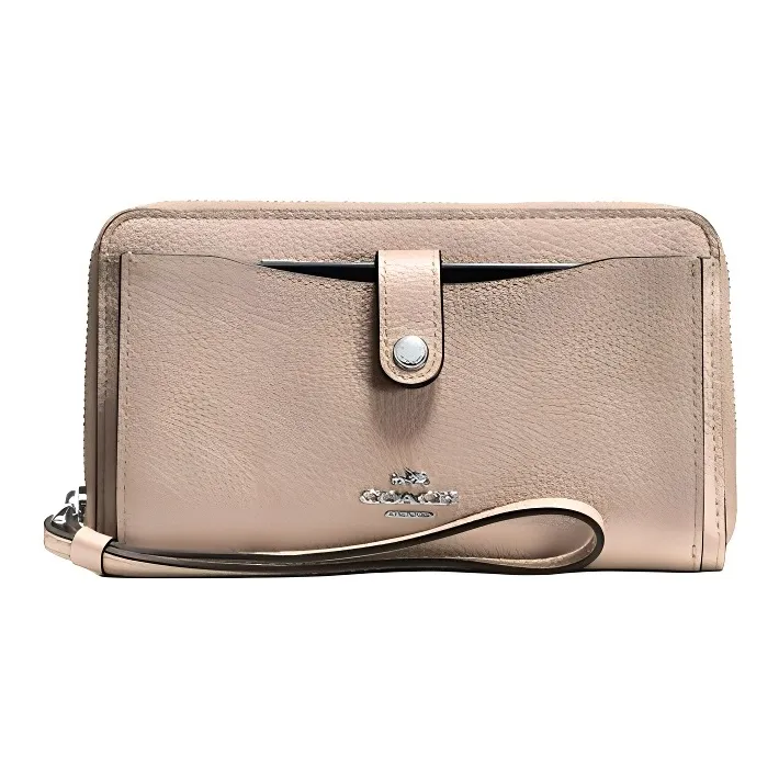 COACH Soft Leather Clutch Wallet, Cell Phone Pouch, Wallet 18 Women's Nude-0
