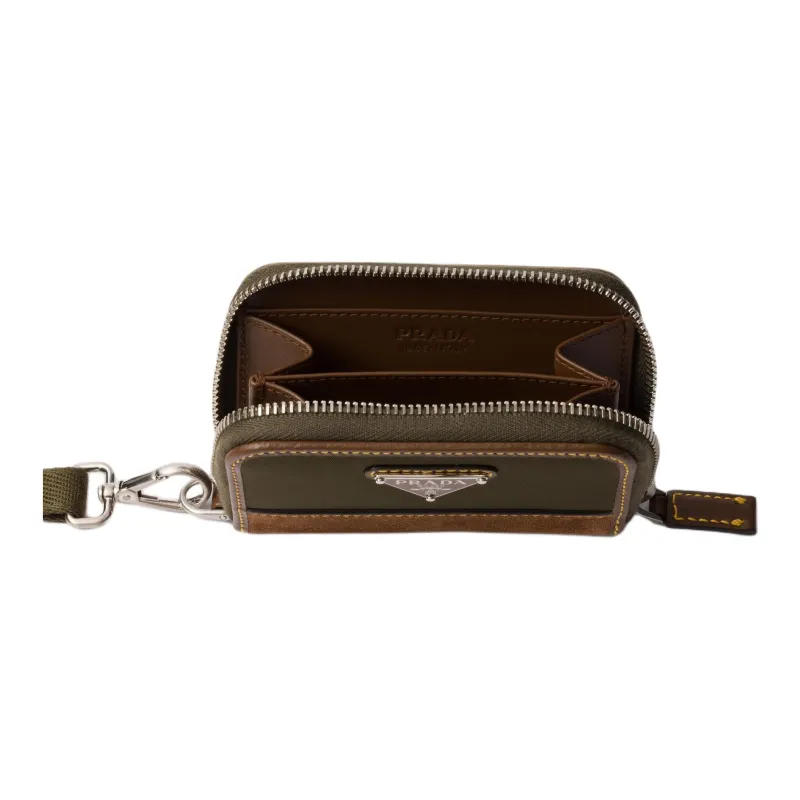 PRADA Recycled Nylon Coin Purse Men's Musk Green Paired With Cocoa Color-2