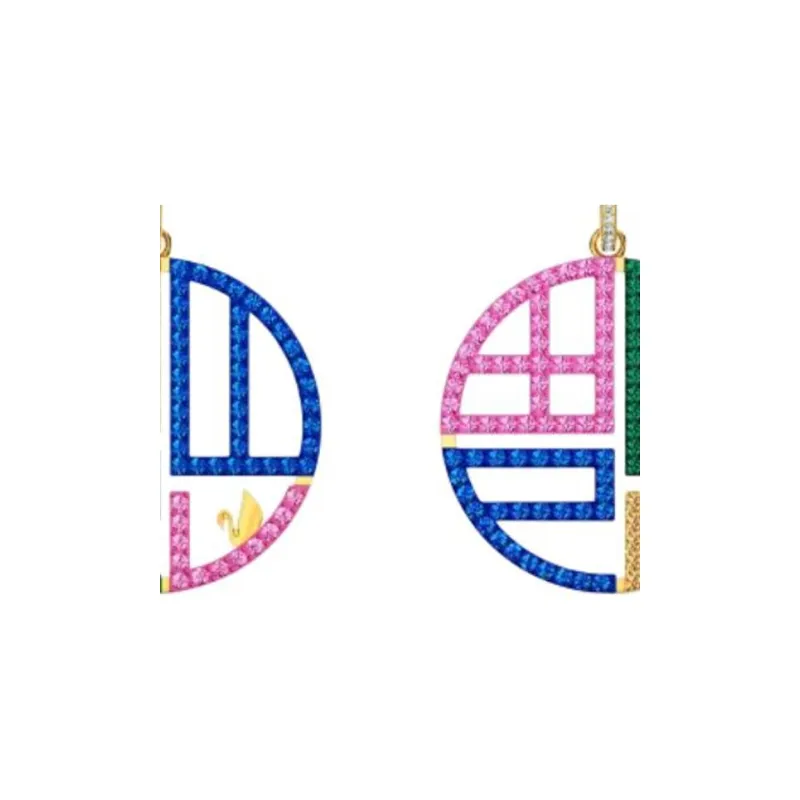 Swarovski Faux Crystal Stud Earrings Unisex Multicolor-1