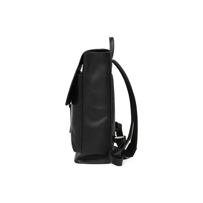 Old Man's Head Top Grain Cow Leather Backpack Men's Black-5