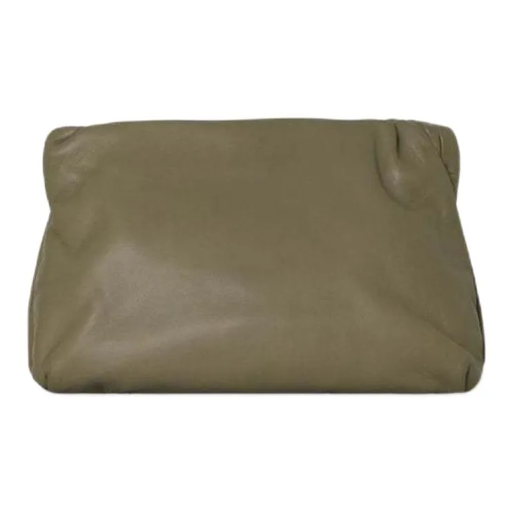THE ROW Goatskin One Shoulder Clutch Women's Light Gray Green-0