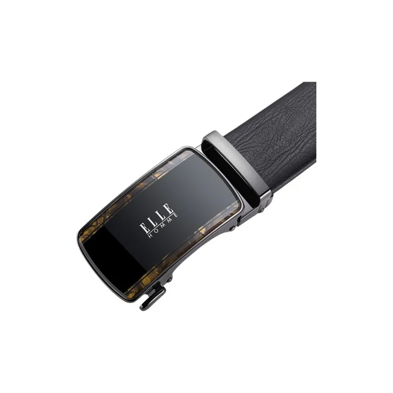 ELLE HOMME Top Grain Cow Leather Fashion Trend Casual Versatile Belt, Gift Box Set Men's Width 3.5cm-12