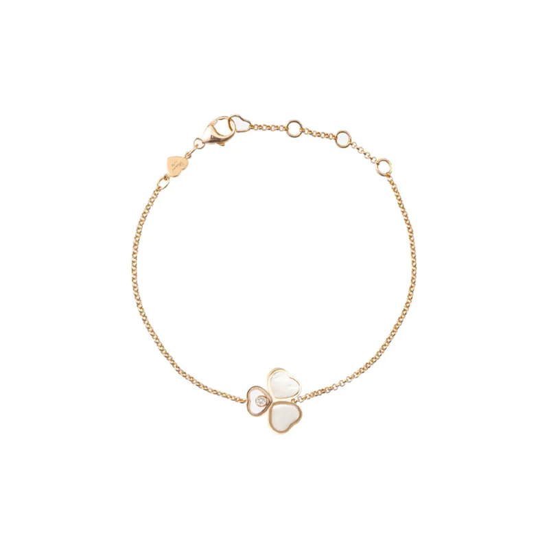 Chopard 18kt Rose Gold Happy Hearts Wings Diamond And Mother of pearl Bracelet-4