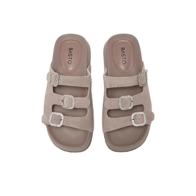 BASTO PU Polyurethane Rubber Sole Cut Out Quiet Slide Slippers Women's-2