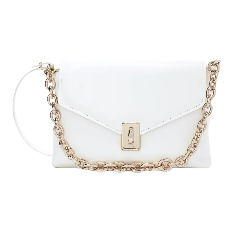 Furla Leather Shoulder Bag Medium Size Women's White-0