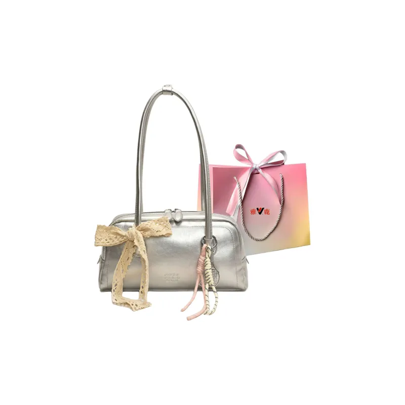Yalu PU Shoulder Bag Regular Women's Pink/White/Silver/Black/Blue-40