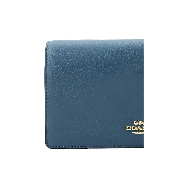 COACH Foldover Leather Crossbody Bag Trumpets Women's Peacock Blue-1
