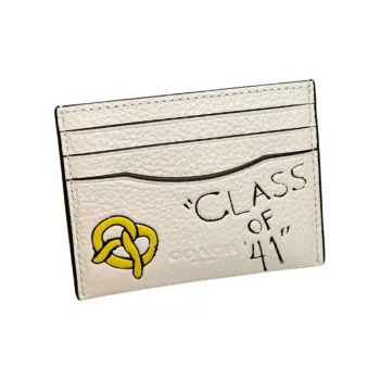 COACH Leather Card Holder Mini Men's Chalk